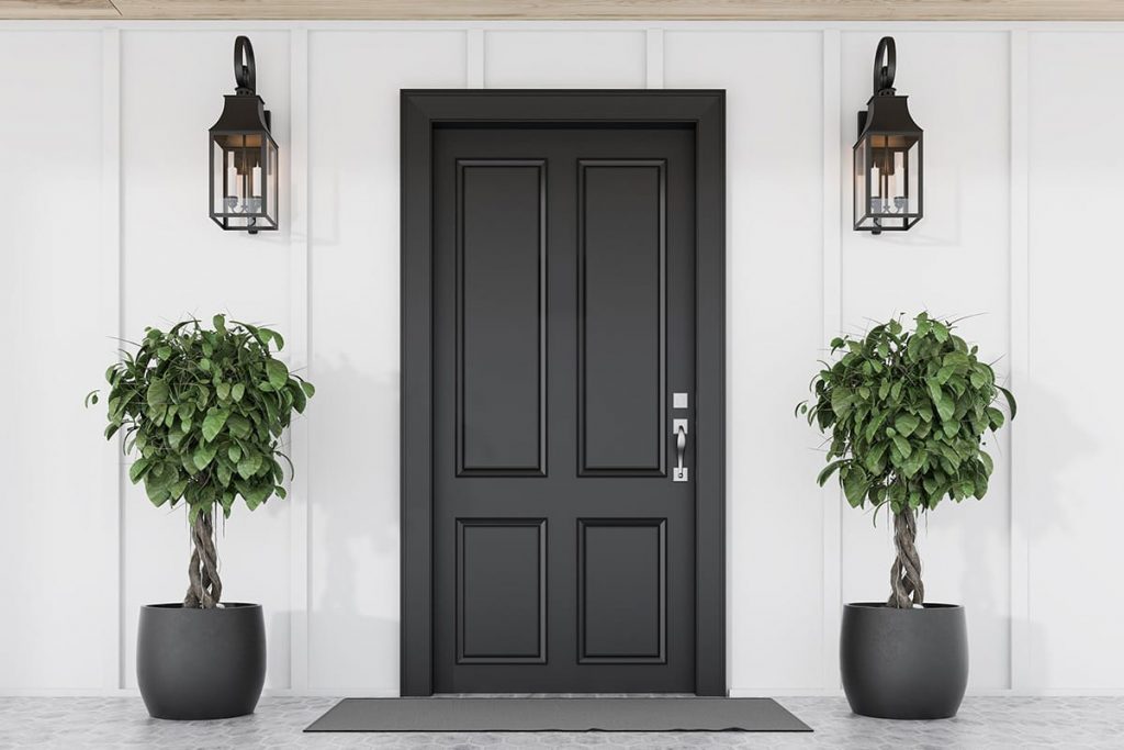 white house with black door