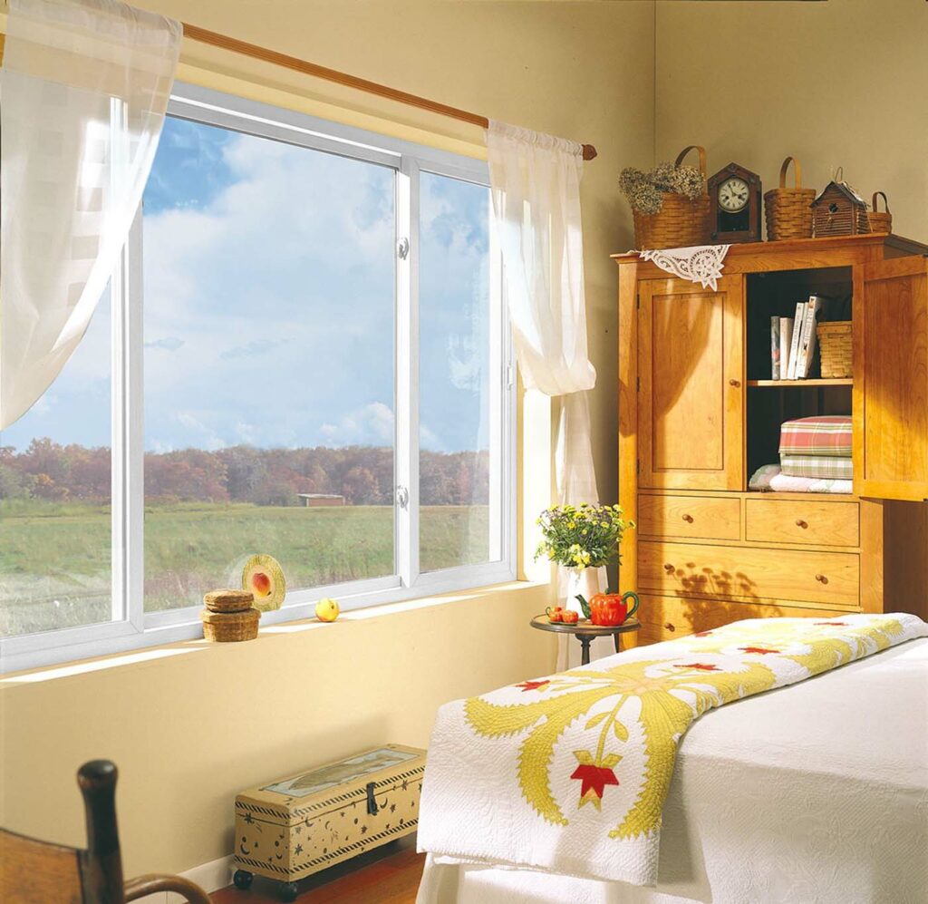cottage sliding window in bedroom
